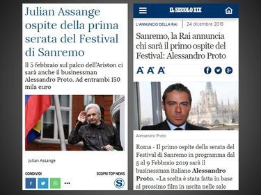 La bufala di Natale: Assange e Proto ospiti a Sanremo 2019 foto 2