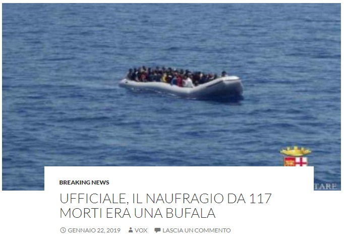 «Il naufragio dei 117 morti è una bufala». Macché, è questa la bufala foto 1