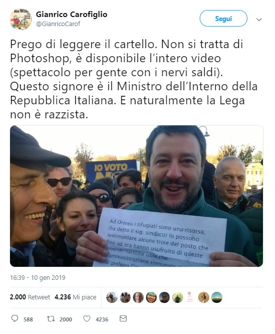 Salvini e il cartello che offende le donne di Ormea e i rifugiati foto 1
