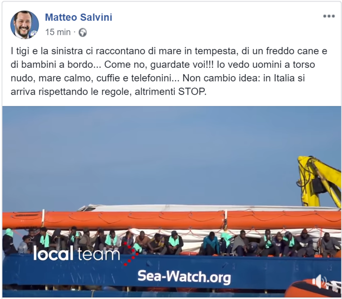 Sea Watch, dalla staffetta del Pd al commento di Salvini: «A bordo, telefonini e ragazzoni a torso nudo» foto 1