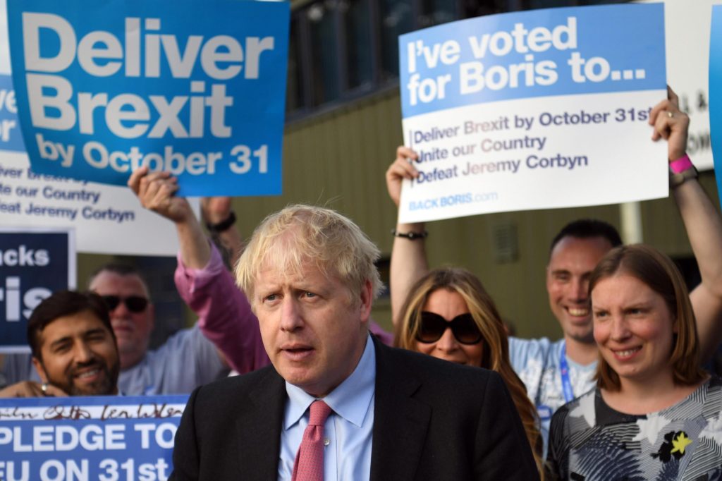Boris Johnson durante la campagna per la leadership del partito conservatore