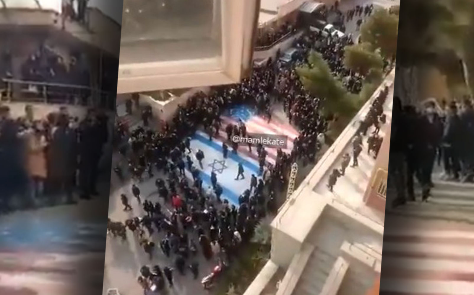 Iran: studenti si rifiutano di calpestare le bandiere di Israele e Stati Uniti – Video