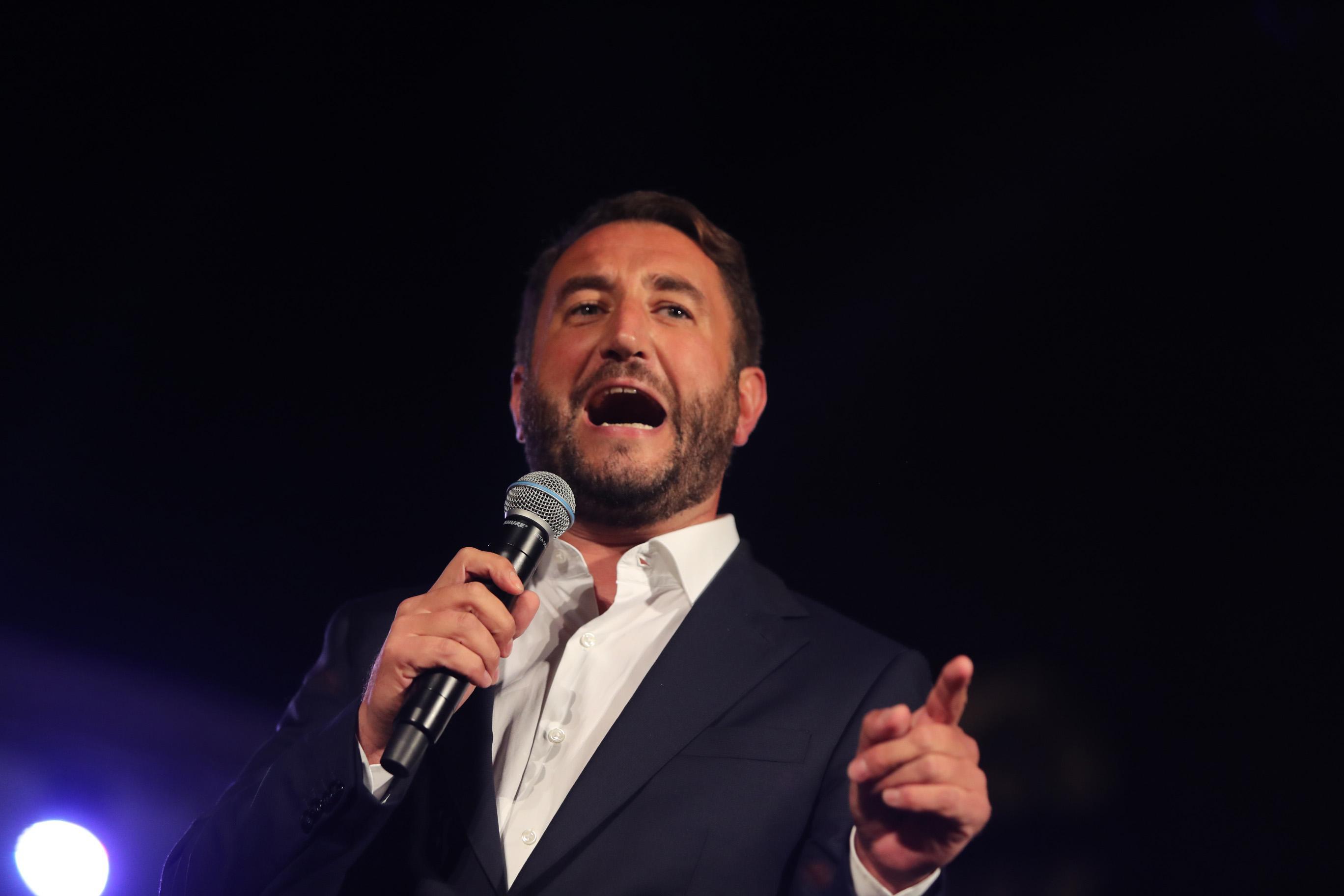 M5S candidate at the presidency of Sicily Region, Giancarlo Cancelleri, during the meeting for closing of the election campaign in Palermo, Italy, 03 November 2017.
ANSA/IGOR PETYX