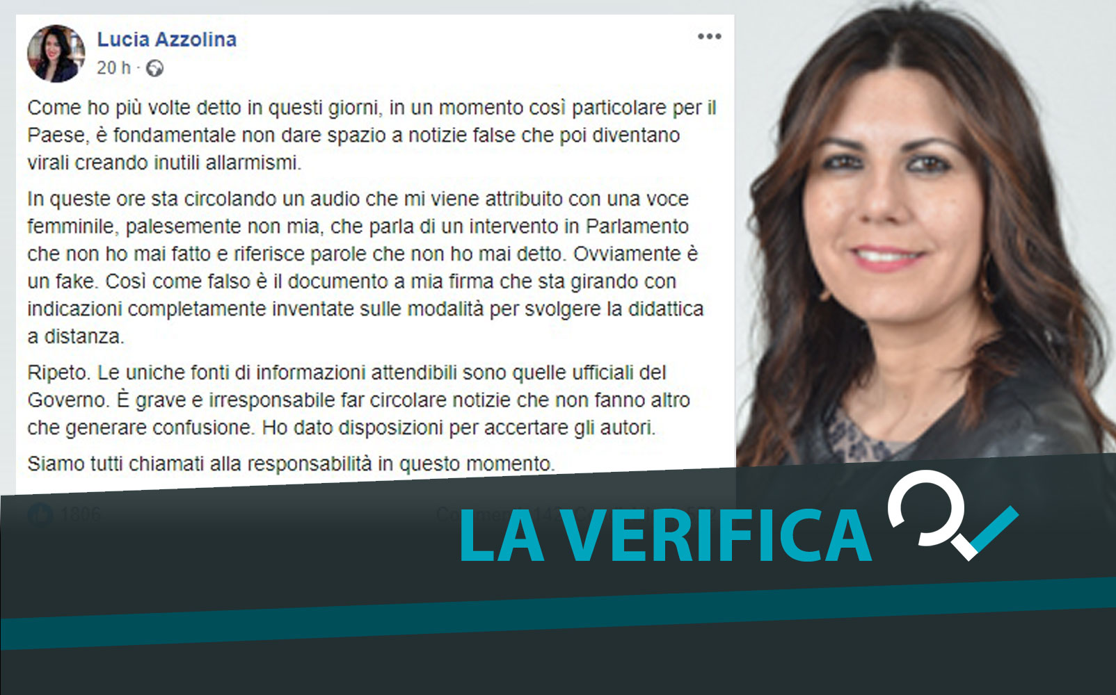 L’audio attribuito alla ministra Azzolina è della senatrice Daniela Sbrollini: bastava leggere il resoconto del Senato