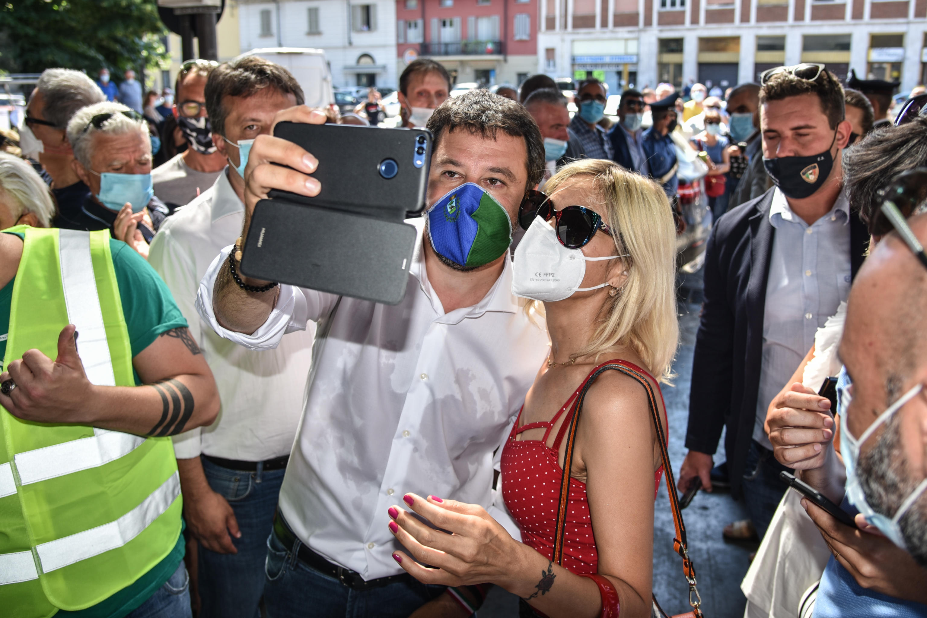 League party leader Matteo Salvini during his visit to Codogno, northern Italy, 28 June 2020. Codogno is the town where the first Italian case of Covid-19 was discovered last 21 February. ANSA/ MATTEO CORNER