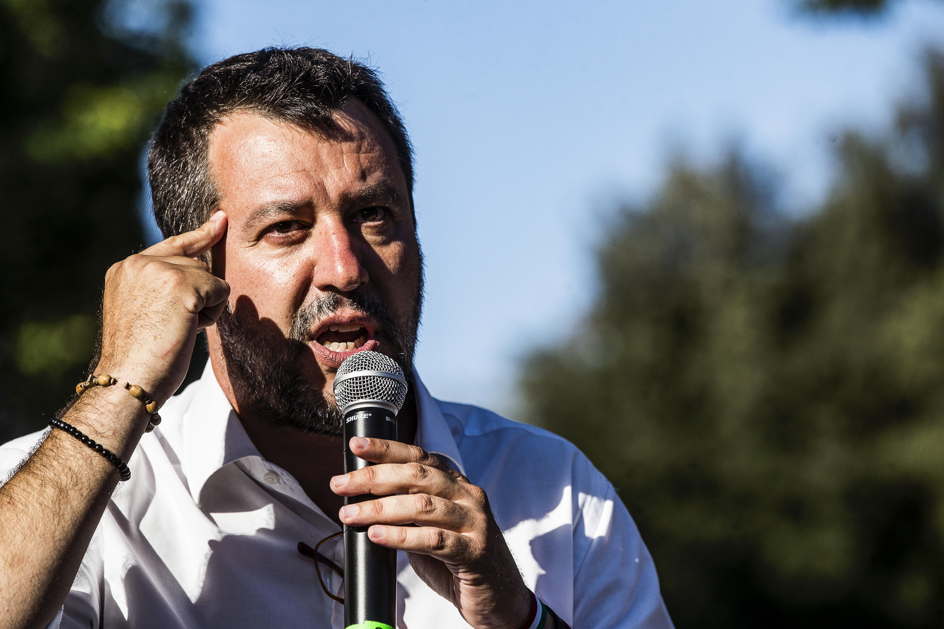 Il segretario della Lega Matteo Salvini durante la presentazione del libro di Annalisa Chirico Stelle Cadenti presso la Casina Valadier a Villa Borghese, Roma, 30 giugno 2020. ANSA/ANGELO CARCONI