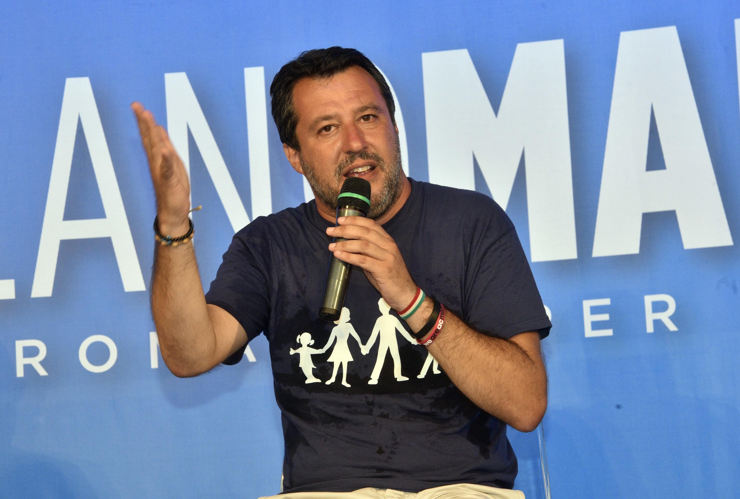 Il segretario della Lega Matteo Salvini alla festa della Lega Romagna a Cervia  (Ravenna), 1 agosto 2020. ANSA/STEFANO CAVICCHI