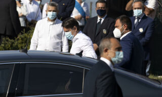 Italian Prime minister Giuseppe Conte arrives at the funeral of Willy Monteiro Duarte, the Italian Cape Verdian killed by a bunch of violent people in Colleferro, in Paliano, Italy, 12 September 2020. Willy Monteiro Duarte, a 21-year-old Cape Verdian-Italian man was beaten to death by a gang in a town near Rome on early 06 September 2020.
ANSA/MASSIMO PERCOSSI
