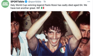 Il ricordo di Paolo Rossi su Twitter di Sportbible