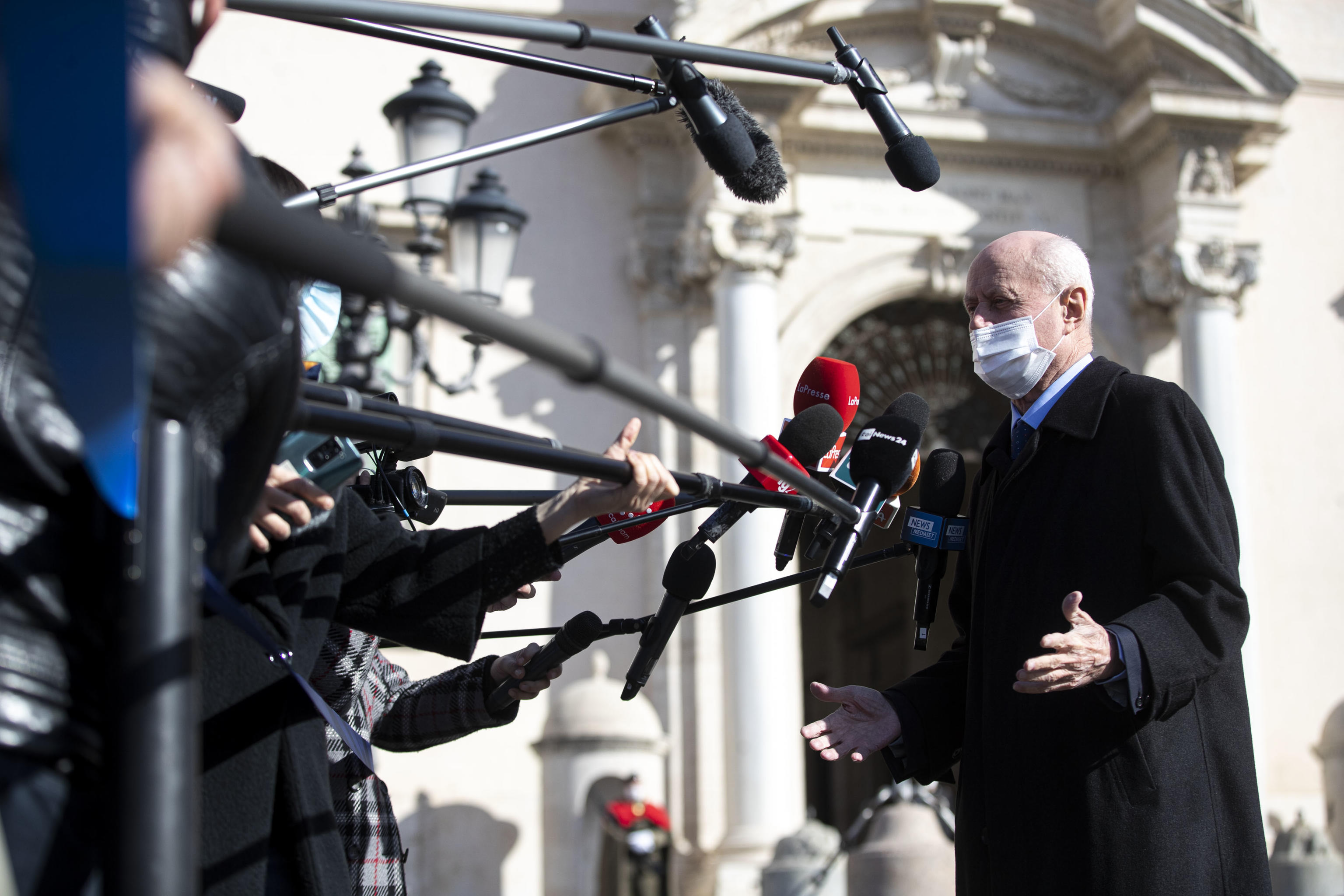 Bruno Tabacci, of mixed group, leaves the Quirinal after the consultations following the resignation of the Conte government, at Quirinal Palace, Rome, Italy, 28 January 2021.  ANSA / MAssimo Percossi