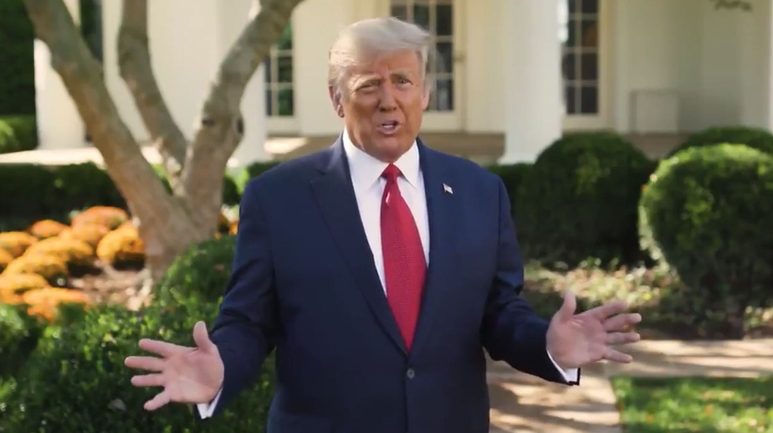 Trump davanti alla Casa Bianca: &laquo;Il contagio del virus una benedizione di Dio. Vaccino dopo il voto per giochi politici&raquo; &ndash; Video