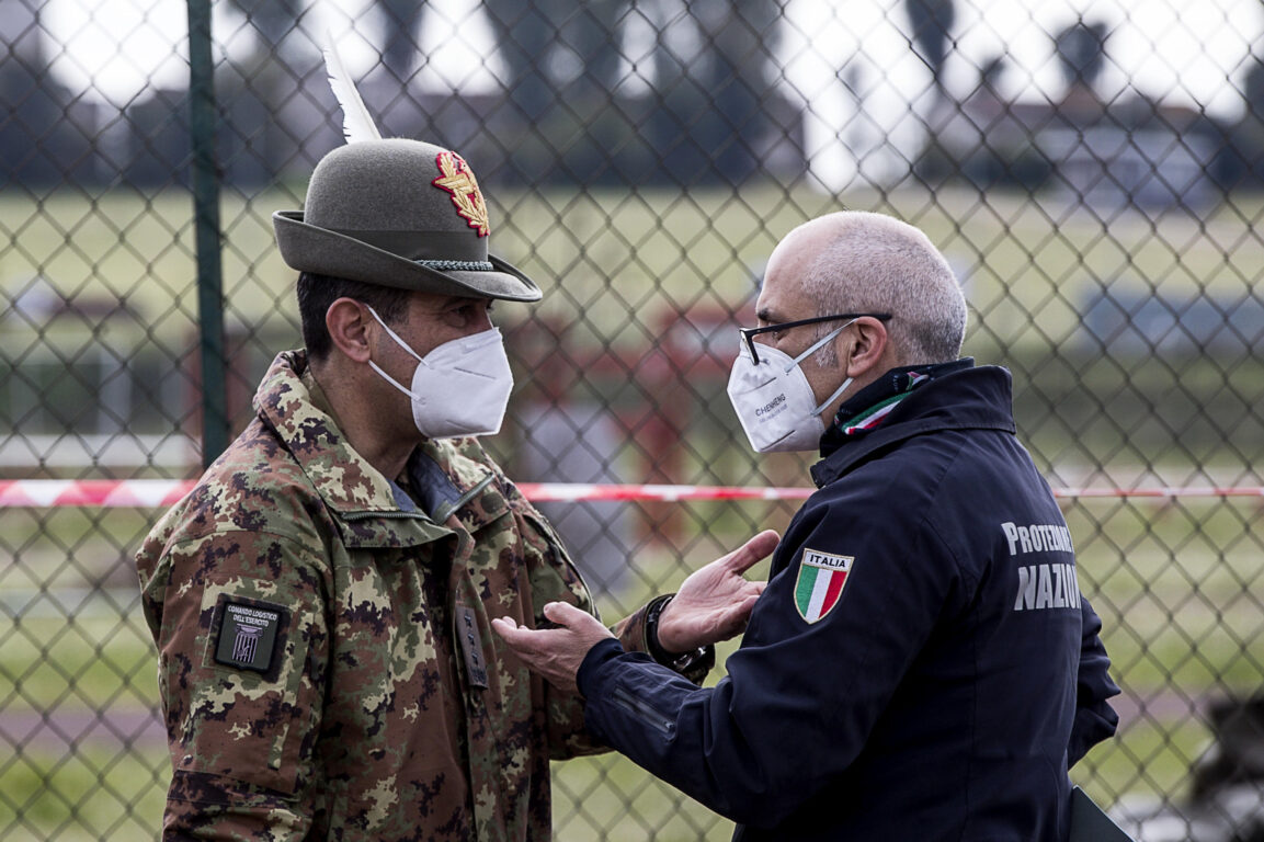 Francesco Paolo Figliuolo e Fabrizio Curcio, Roma, Italia, 20 marzo 2021