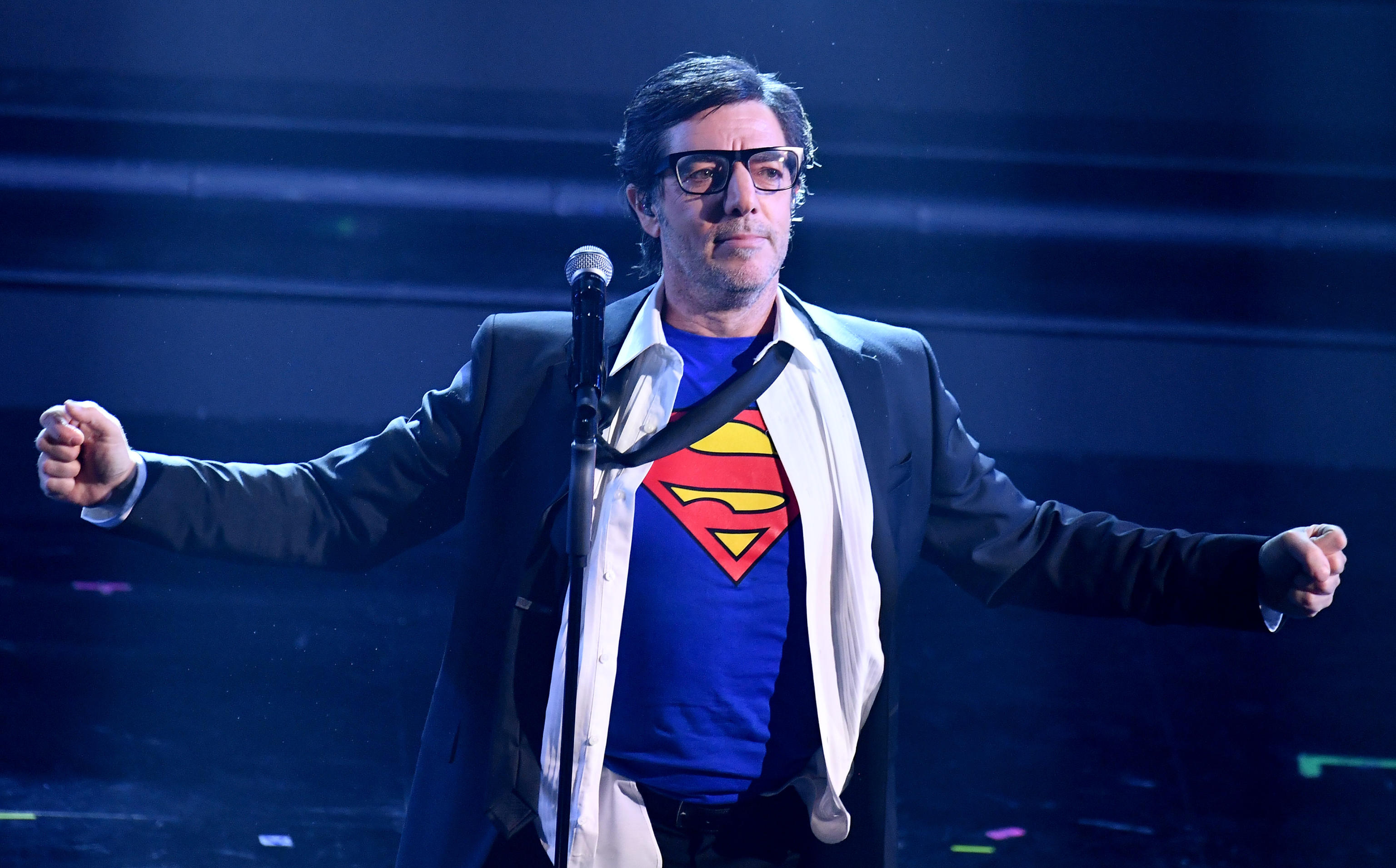 Italian singer Max Gazze' performs on stage at the Ariston theatre during the 71st Sanremo Italian Song Festival, Sanremo, Italy, 06 March 2021. The festival runs from 02 to 06 March.    ANSA/ETTORE FERRARI