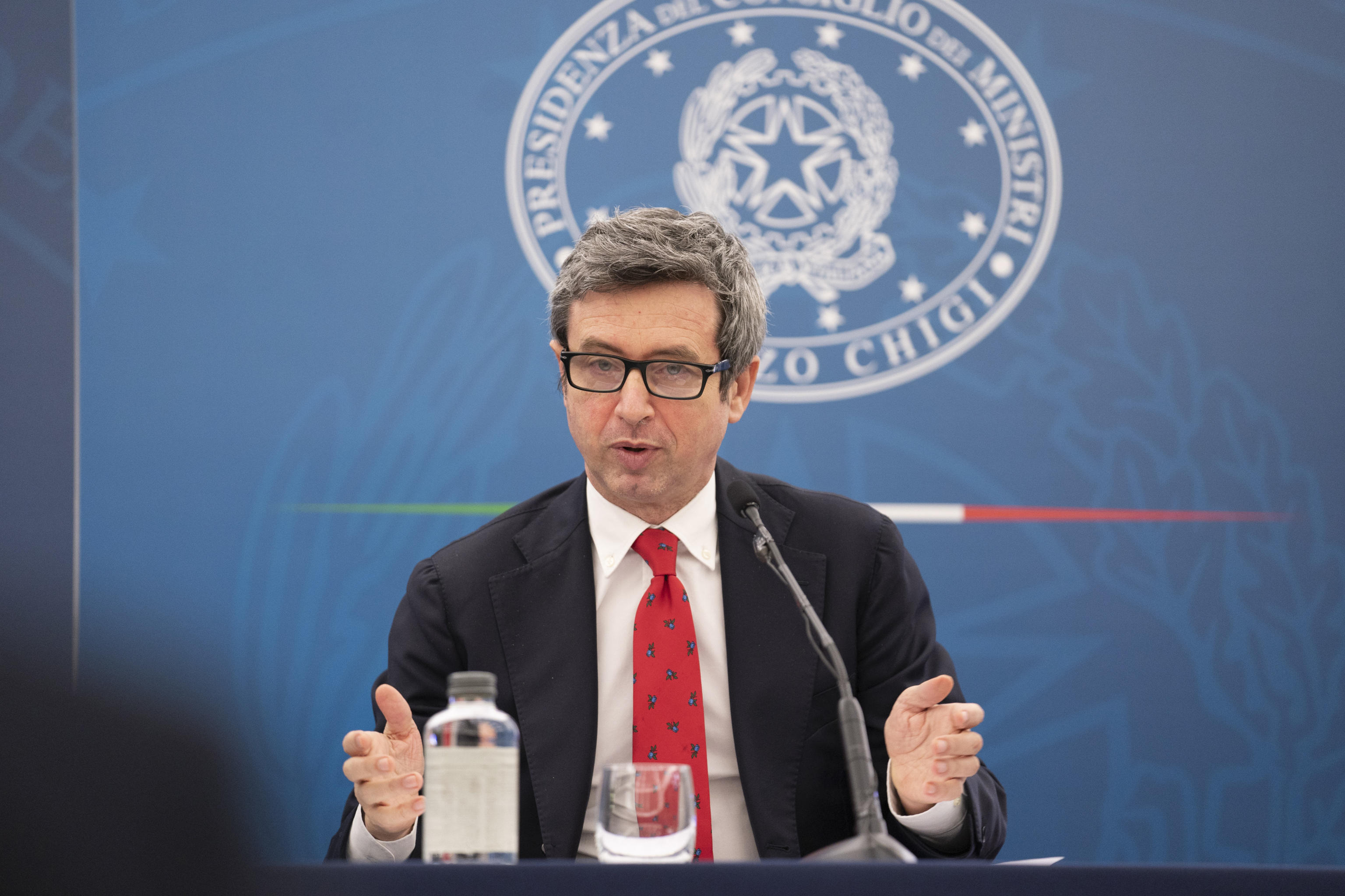 Italian Minister of Labour Andrea Orlando attends a press conference after the Cabinet Meeting on economic measures to fight the Covid-19 pandemic crisis, Rome, Italy, 19 March 2021. ANSA/FILIPPO ATTILI CHIGI PALACE PRESS OFFICE +++ EDITORIAL USE ONLY NO SALES ++ HO&nbsp;