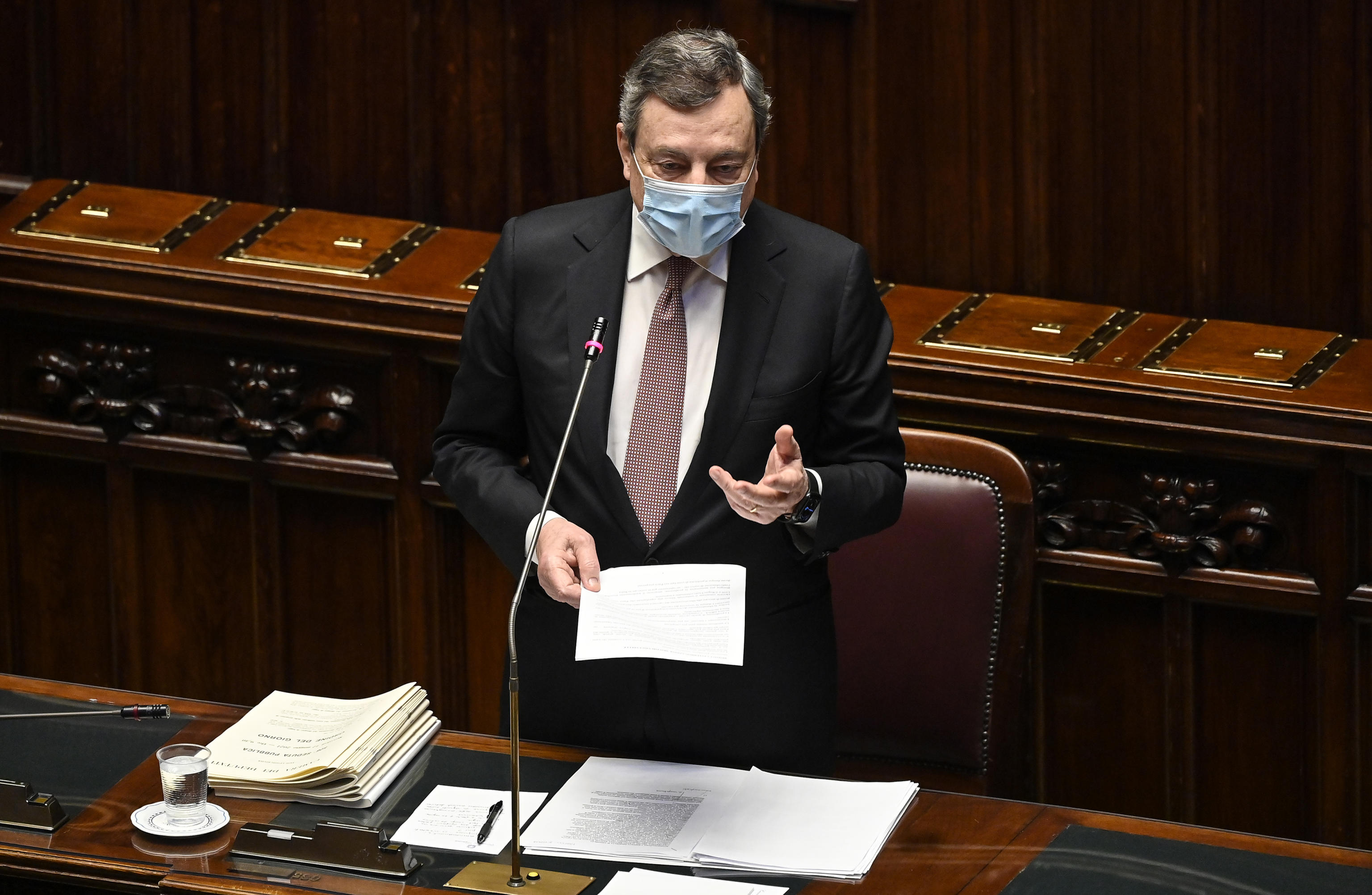 Italian Prime Minister Mario Draghi during the Question Time session at the Italian Chamber of Deputies, Rome, Italy, 12 May 2021. ANSA/RICCARDO ANTIMIANI