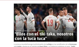 La home page del quotidiano As dopo la sconfitta della Spagna contro l'Italia