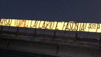 striscione tifosi lazio hysaj verme lazio fascista