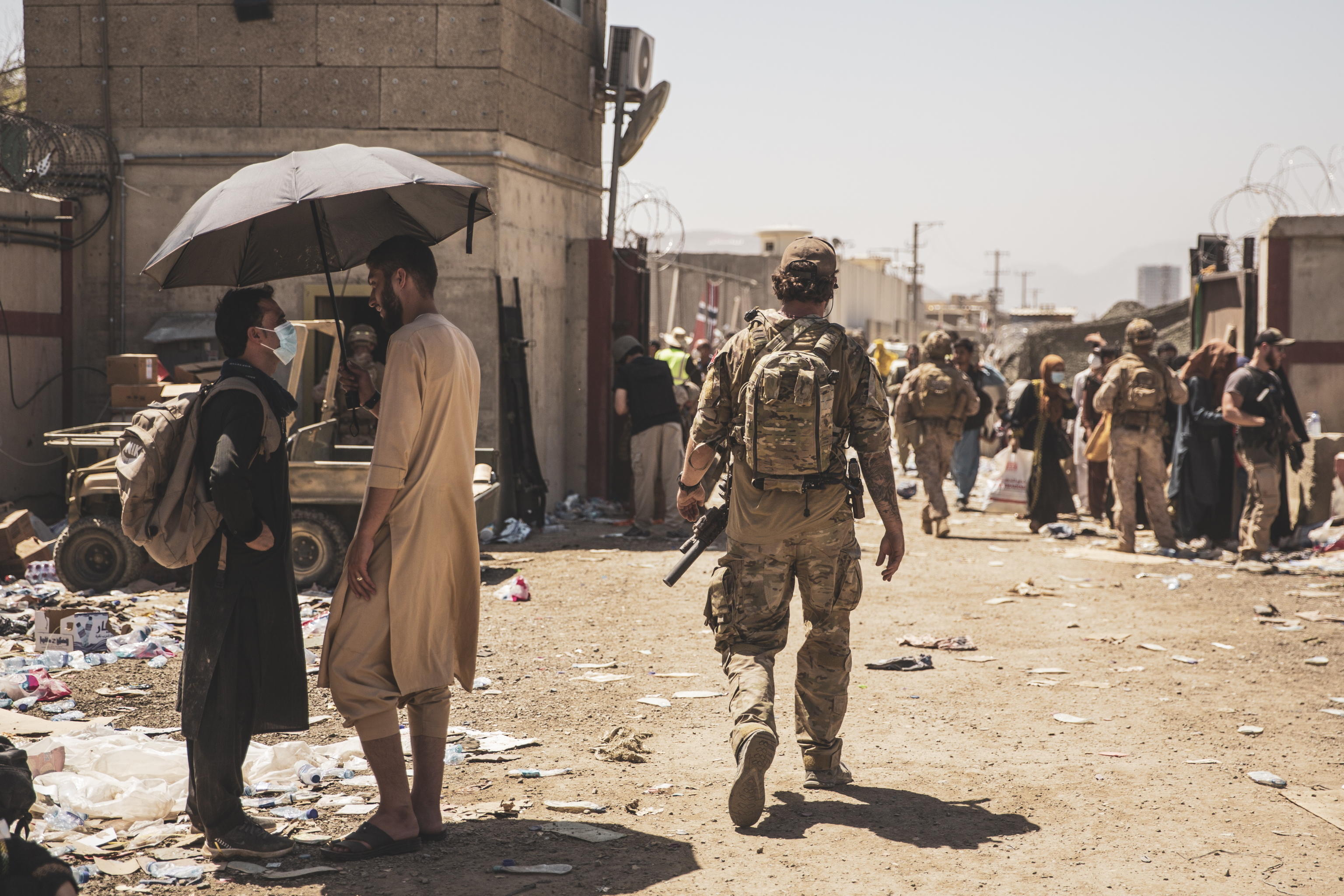 epa09427961 A handout photo made available by the US Marine Corps via DVIDS showing Canadian coalition forces member walks through an Evacuation Control Checkpoint (ECC) during an evacuation at Hamid Karzai International Airport, Kabul, Afghanistan, 24 August 2021. US service members and coalition forces are assisting the Department of State with a non-combatant evacuation operation (NEO) in Afghanistan.  EPA/Staff Sgt. Victor A. Mancill / US Marine Corps via DVIDS/HANDOUT Released

Maj. John Rigsbee

U.S. Central Command Public Affairs

John.j.rigsbee.mil@mail.mil

(813) 529-0214

via DVIDS HANDOUT EDITORIAL USE ONLY/NO SALES HANDOUT EDITORIAL USE ONLY/NO SALES