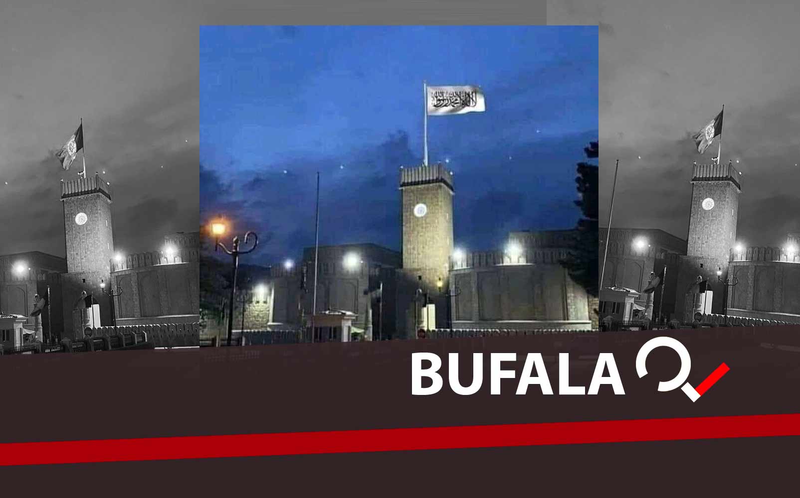 La falsa foto della bandiera talebana sul palazzo presidenziale di Kabul