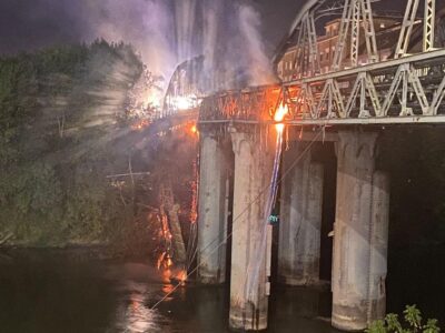 Incendio Ponte di ferro a Ostiense, Roma