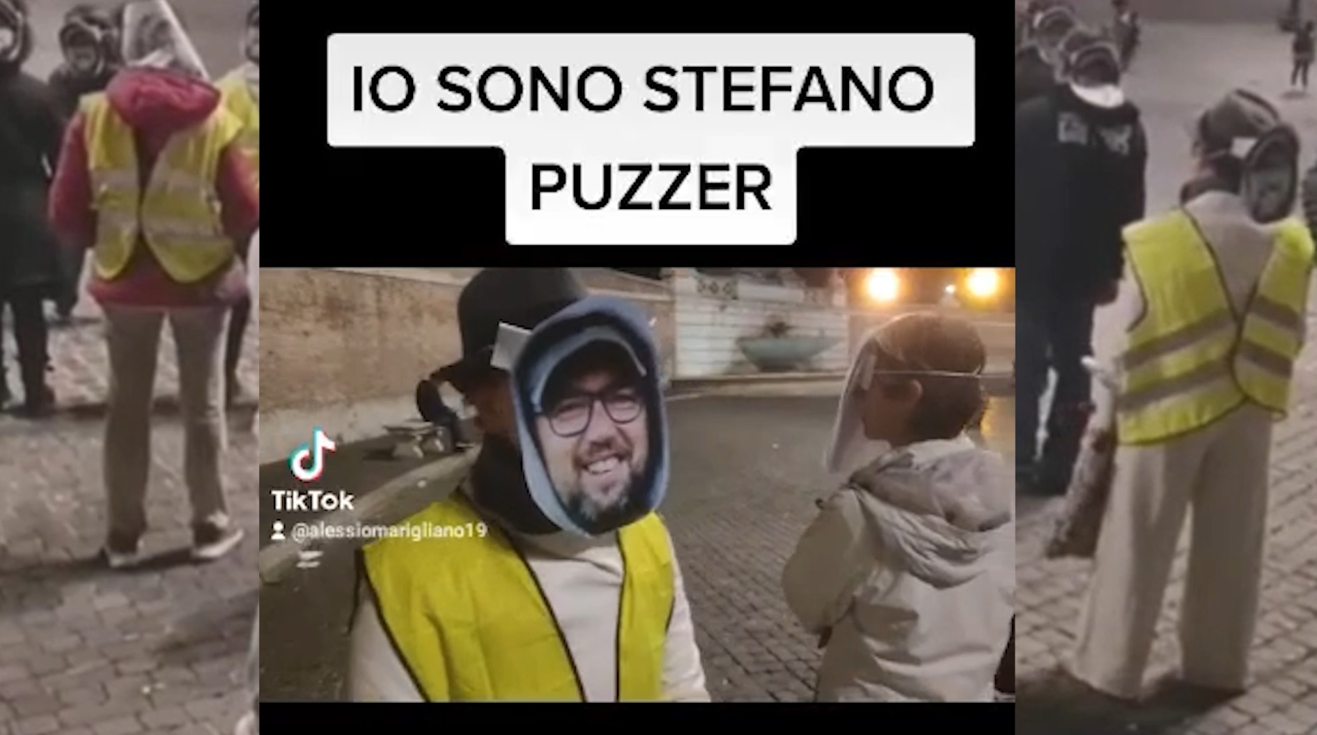 Puzzer si moltiplica. Il presidio a Roma con i manifestanti mascherati: «Noi siamo Stefano Puzzer!» – Il video