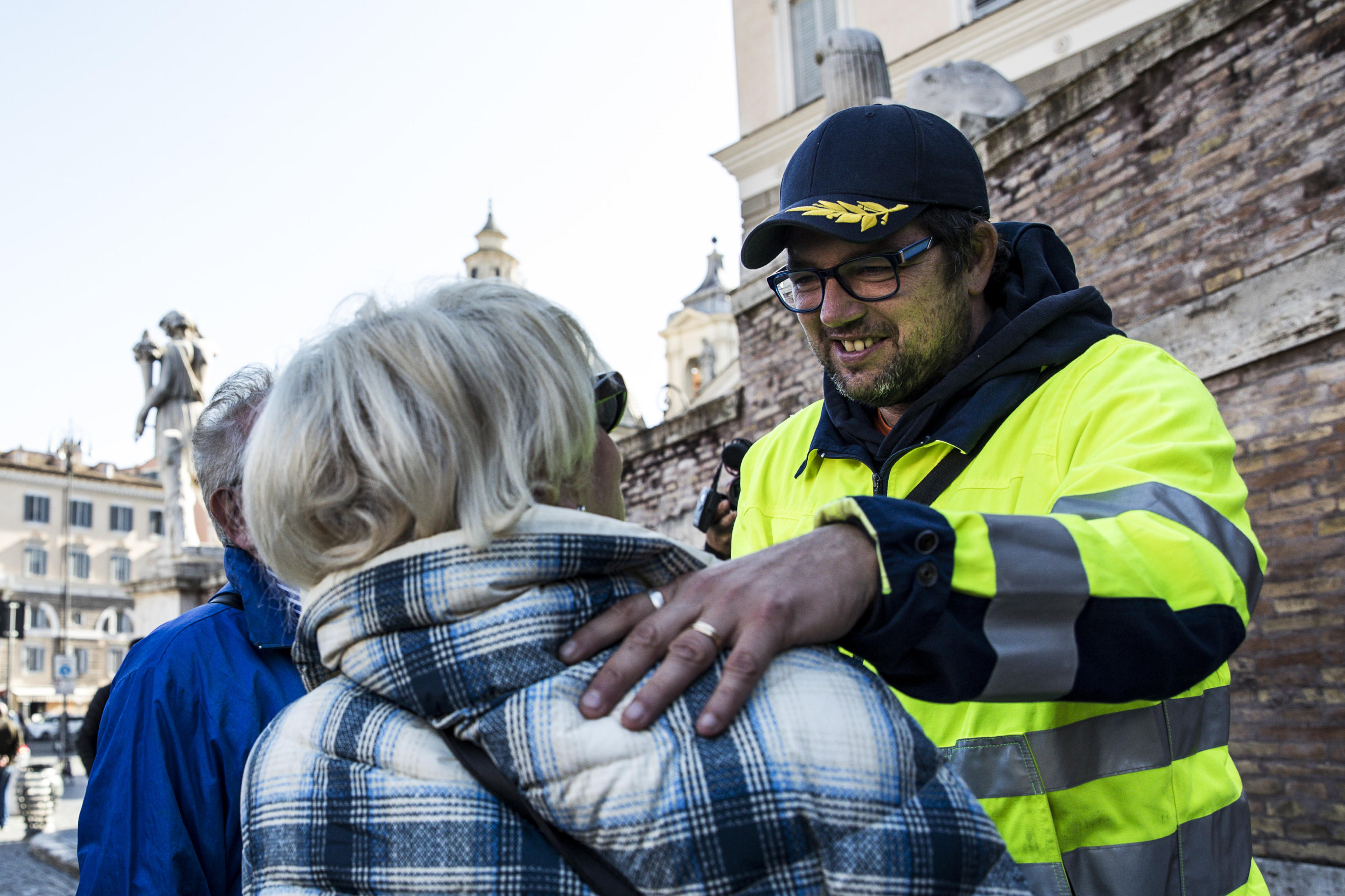 Stefano Puzzer, il portuale triestino del movimento No green pass, in piazza del Popolo, Roma, 02 novembre 2021. ANSA/ANGELO CARCONI