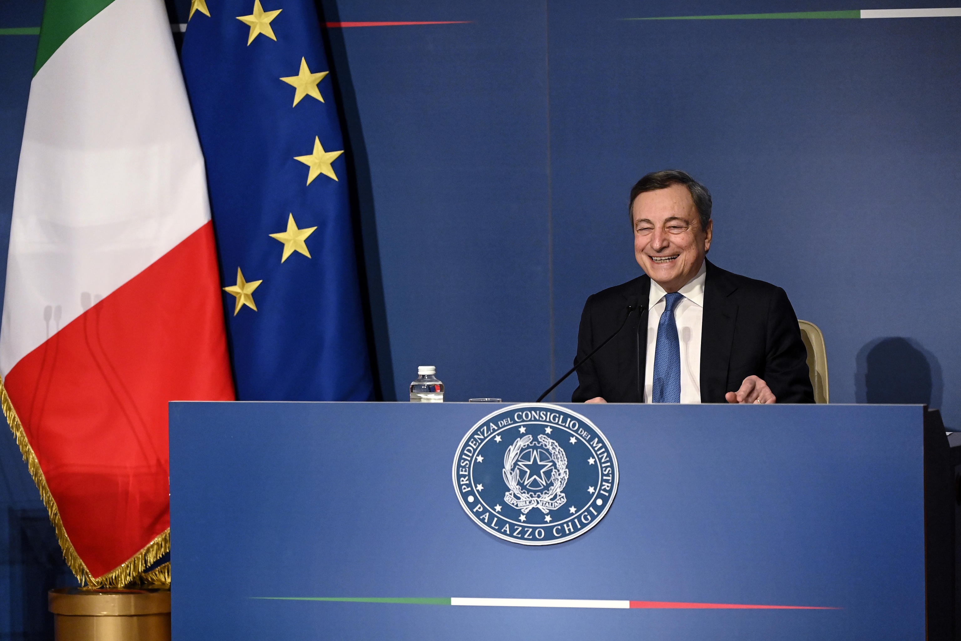 Italian prime minister Mario Draghi attends his year-end press conference in Rome, Italy, 22 December 2021. ANSA/RICCARDO ANTIMIANI