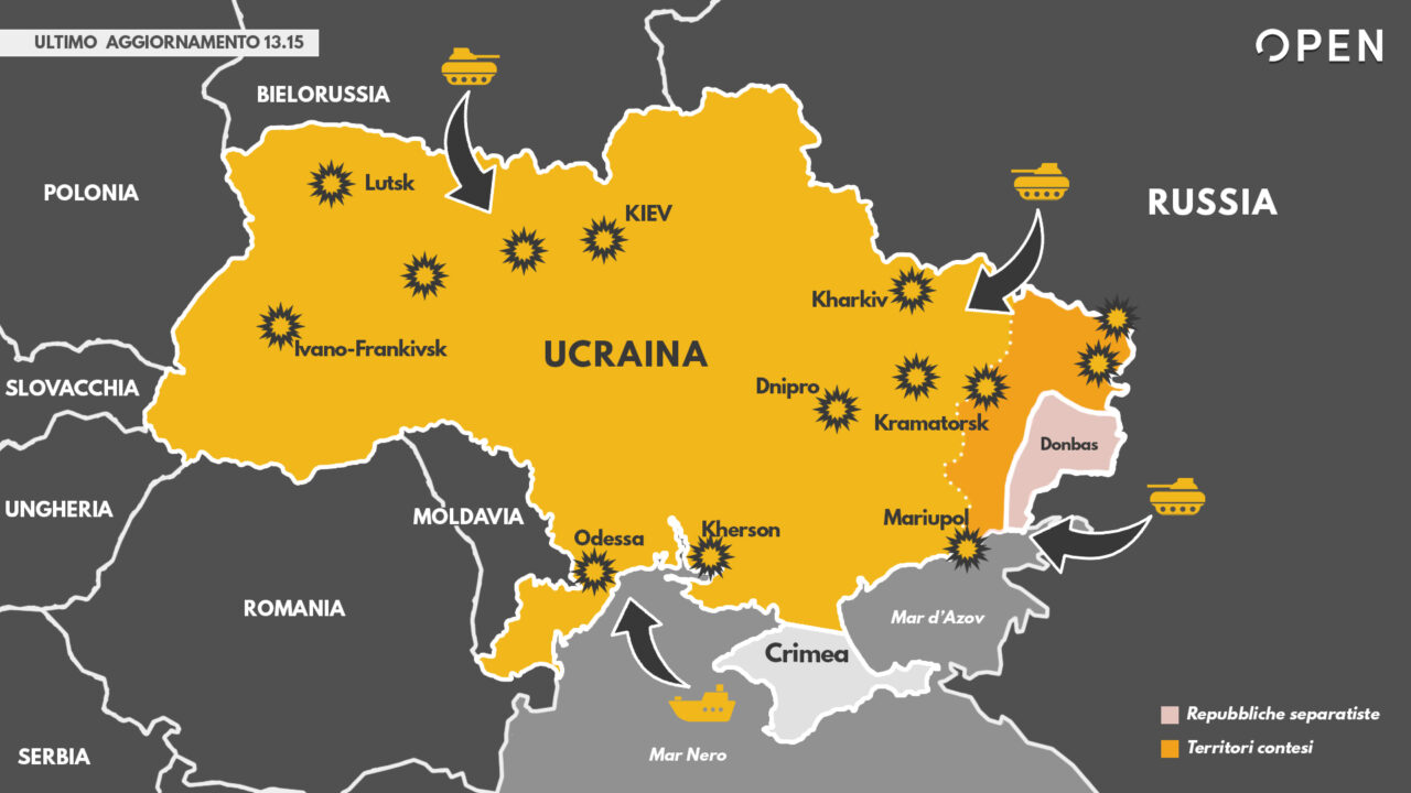 Guerra in Ucraina, preoccupa l'assedio a Kiev. Zelensky dichiara la  mobilitazione generale. L'Ue dà il via alle sanzioni, ma non sul gas - Open