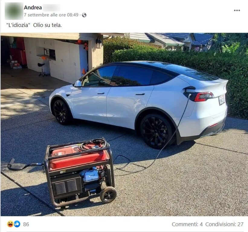 No! Un normale generatore elettrico non può caricare una Tesla - Open