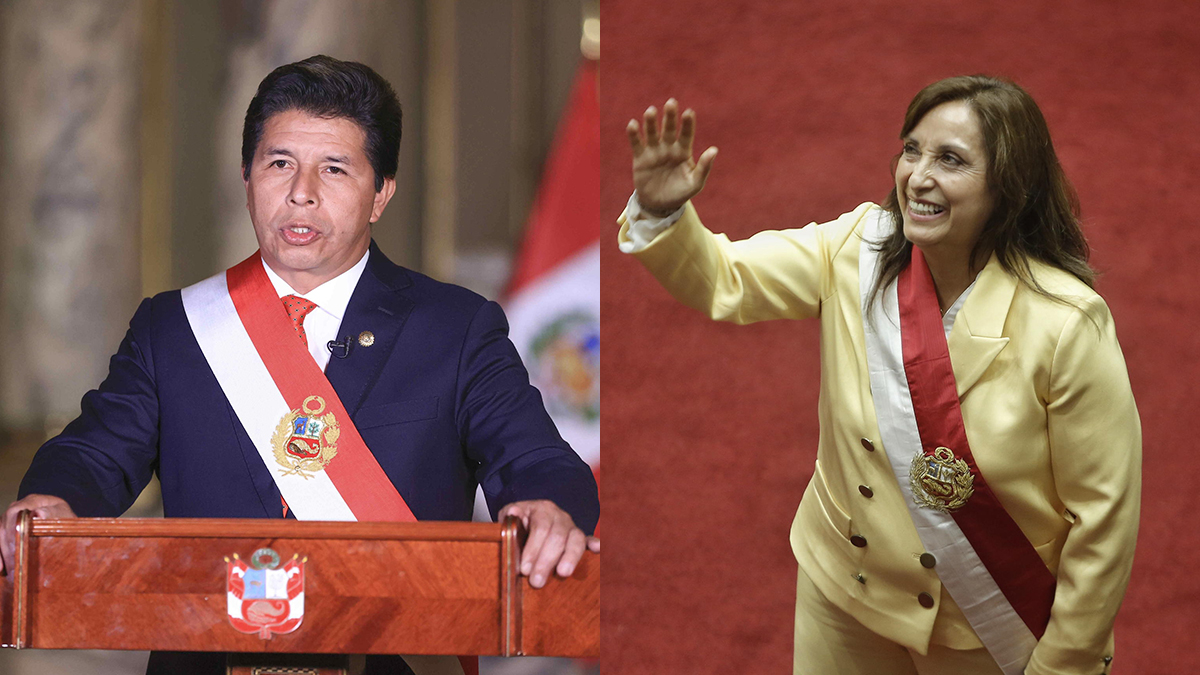 Peru, o presidente Castillo tenta um golpe: o Parlamento o expulsa e ele é preso.  Vice-presidente Dina Boulwart jura: ela é a primeira mulher chefe de estado