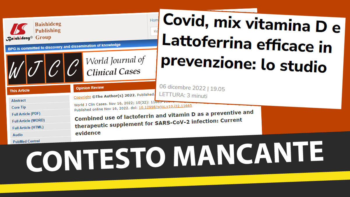 No! Questo studio non dimostra l’efficacia di un mix tra vitamina D e Lattoferrina nel prevenire la Covid 19