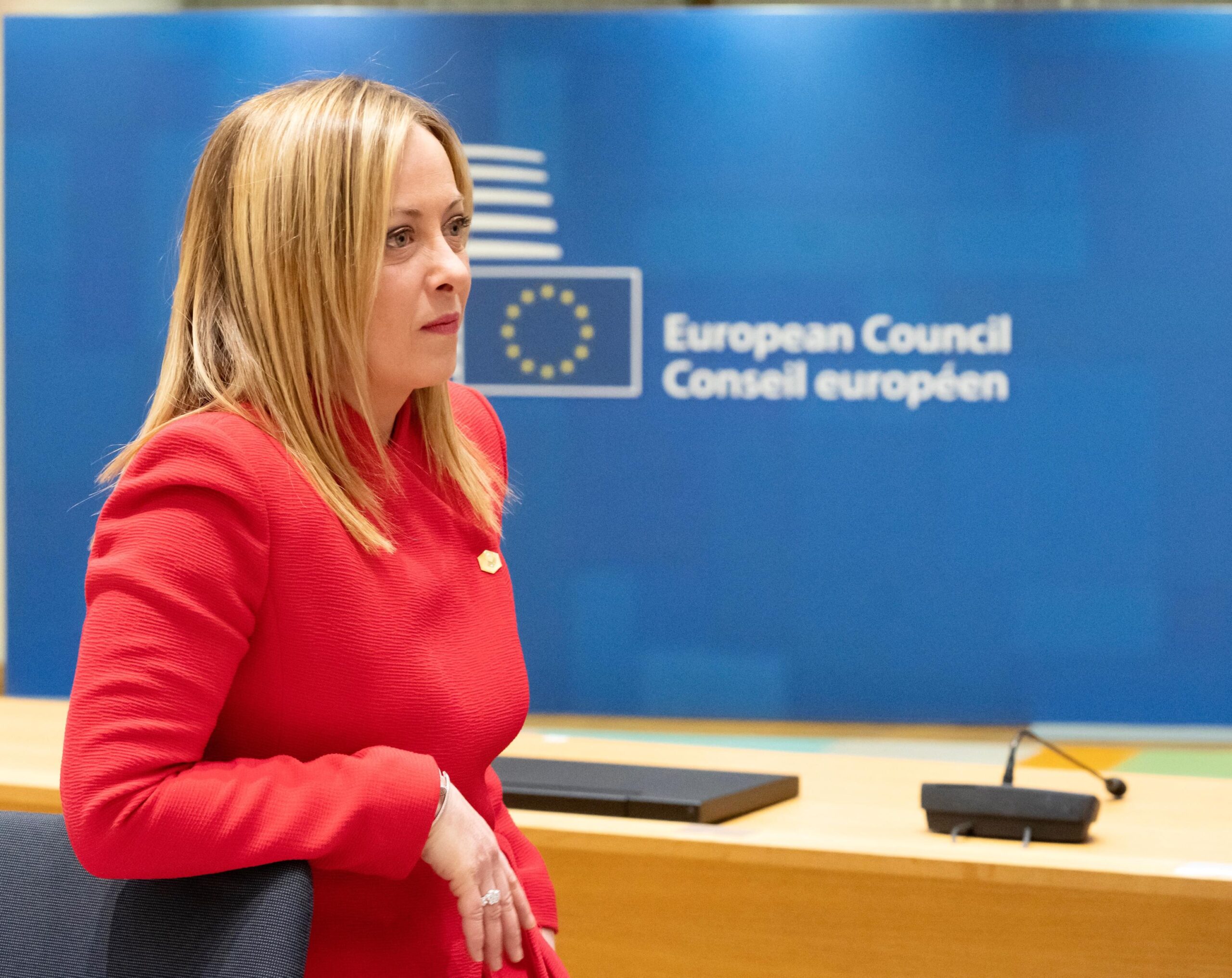 The handout picture provided by the Chigi Palace press office shows Italian Prime Minister Giorgia Meloni attending a special meeting of the European Council in Brussels, Belgium, 09 February 2023. EU leaders will meet in Brussels on 09 and 10 February for a summit to discuss Russia's invasion of Ukraine, the EU's economy and competitiveness, and its migration policy.
ANSA/ CHIGI PALACE PRESS OFFICE/ FILIPPO ATTILI
+++ ANSA PROVIDES ACCESS TO THIS HANDOUT PHOTO TO BE USED SOLELY TO ILLUSTRATE NEWS REPORTING OR COMMENTARY ON THE FACTS OR EVENTS DEPICTED IN THIS IMAGE; NO ARCHIVING; NO LICENSING +++ NPK +++