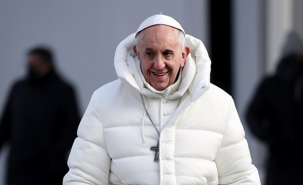 Pope Francis’s fashion-forward wearing spread.  Midjourney’s latest AI success – photos
