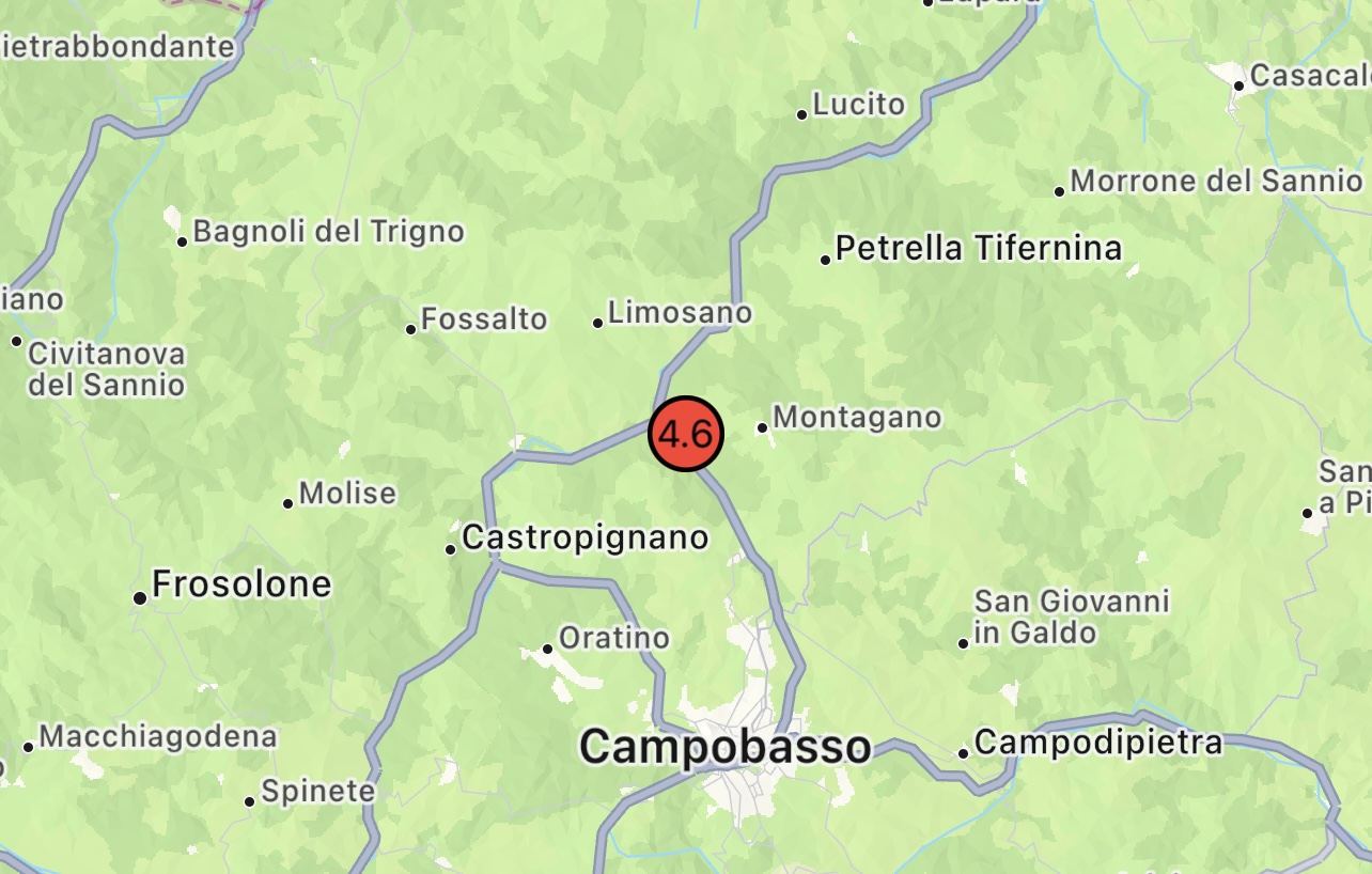 Terremoto in Molise di magnitudo 4.6, epicentro a Montagano (Campobasso): avvertito in Campania, Puglia, Abruzzo e Lazio