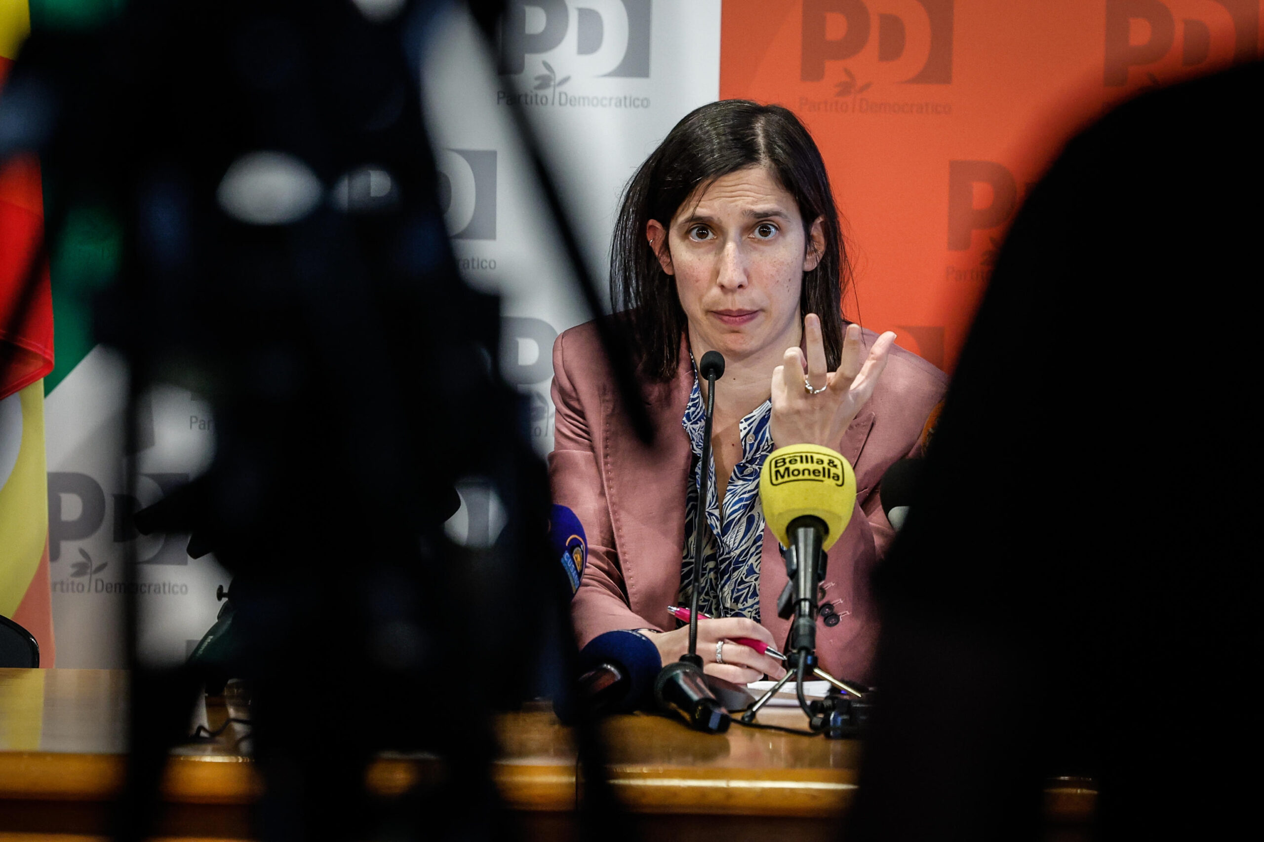 Secretary of Democratic Party, Elly Schlein, at the Nazareno PD headquarters during a press conference on the Democratic Party's proposals on Pnrr, job insecurity and opposition to the government, Rome, Italy, 19 April 2023.  ANSA/GIUSEPPE LAMI
