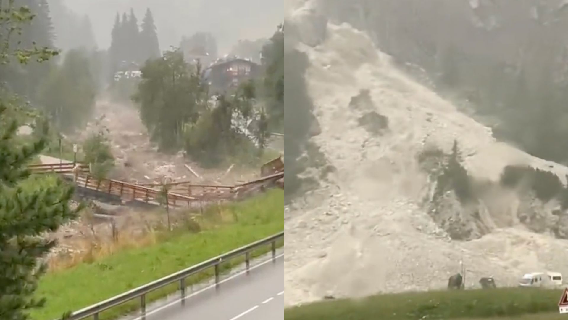 Nubifragi e frane il Alto Adige, fiume in piena distrugge un ponte a Valdaora – I video
