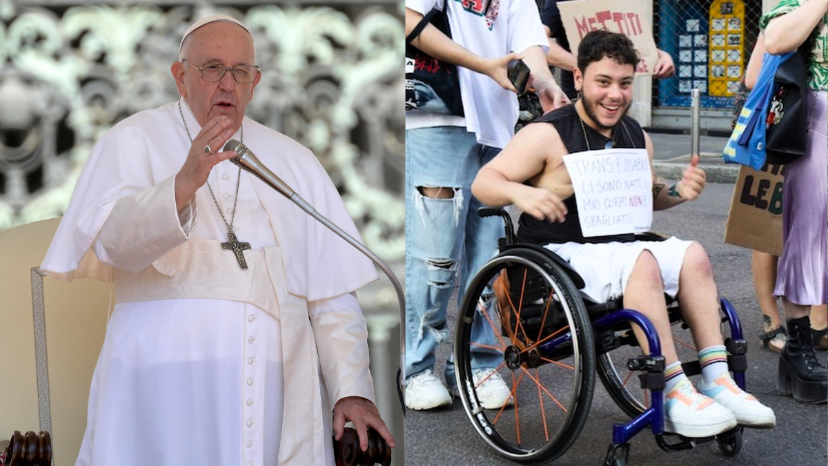 The dialogue between Jonah, a transgender, gay, and disabled boy, and Pope Francis: “God is with us, even if we are sinners.”  The 22-year-old replied