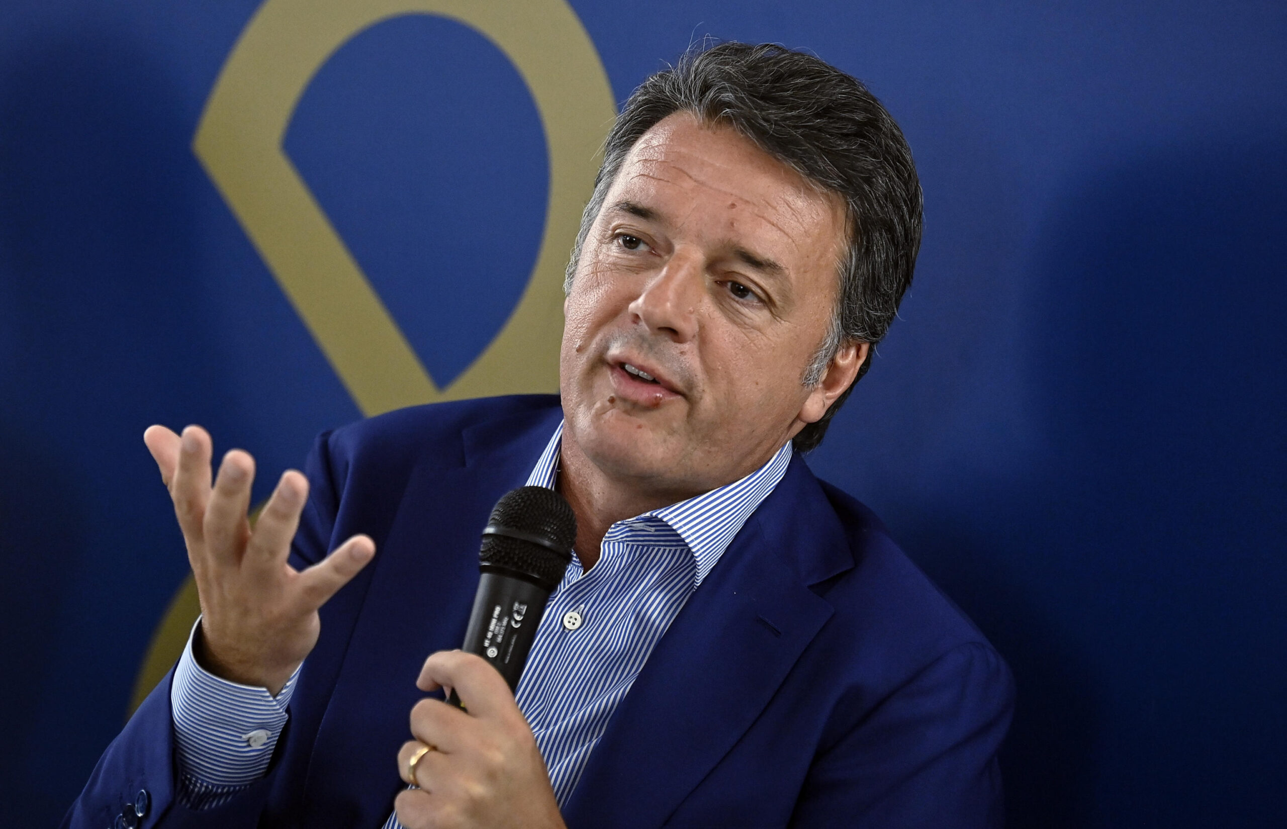 Il leader di Italia Viva, Matteo Renzi, durante la presentazione del libro di Pietrangelo Buttafuoco dal titolo Beato lui, Roma, 17 luglio 2023. ANSA/RICCARDO ANTIMIANI