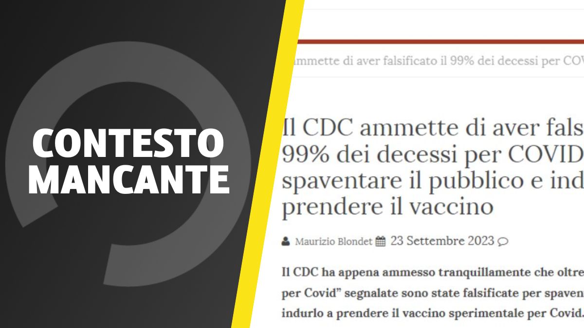 No! Il CDC non ha ammesso di aver falsificato il 99% dei decessi per Covid