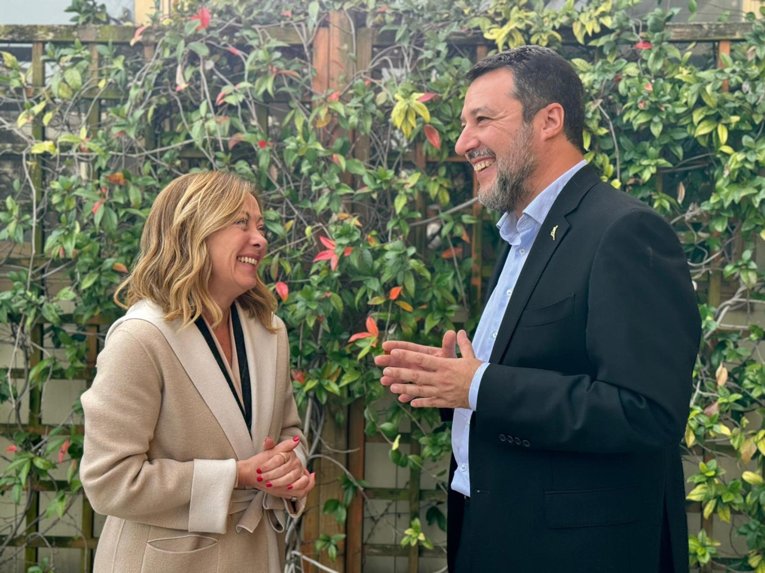 L'incontro tra la presidente del Consiglio Giorgia Meloni e il vicepremier Matteo Salvini, Roma, 6 Dicembre 2023. ANSA/US LEGA

+++ ANSA PROVIDES ACCESS TO THIS HANDOUT PHOTO TO BE USED SOLELY TO ILLUSTRATE NEWS REPORTING OR COMMENTARY ON THE FACTS OR EVENTS DEPICTED IN THIS IMAGE; NO ARCHIVING; NO LICENSING +++NPK+++