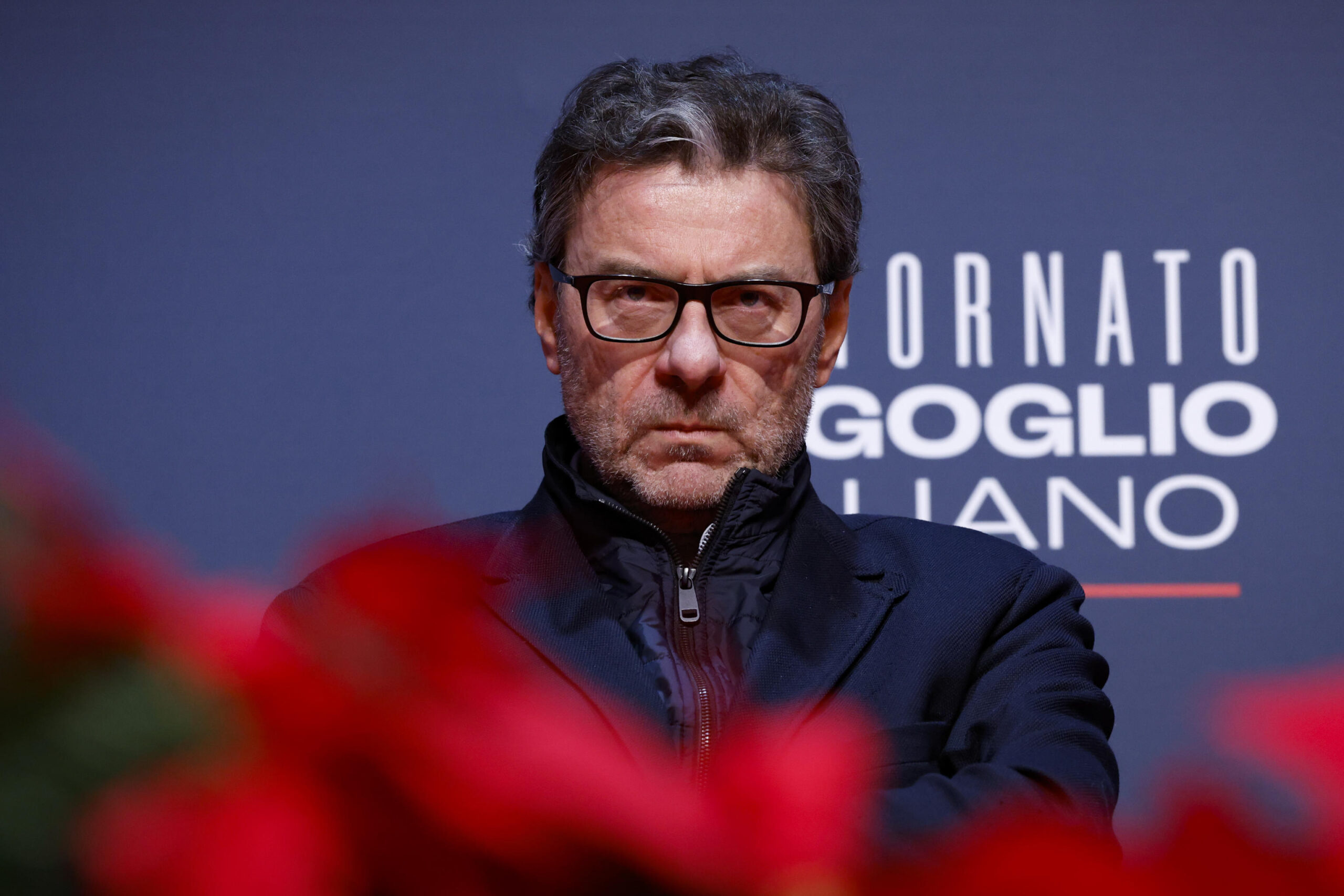 Giancarlo Giorgetti, Ministro dellEconomia e delle Finanze, durante la manifestazione politica organizzata da Fratelli d'Italia: 'Atreju 2023 Bentornato orgoglio italiano', nei giardini di Castel Sant'Angelo, Roma 15 dicembre 2023. ANSA/FABIO FRUSTACI
