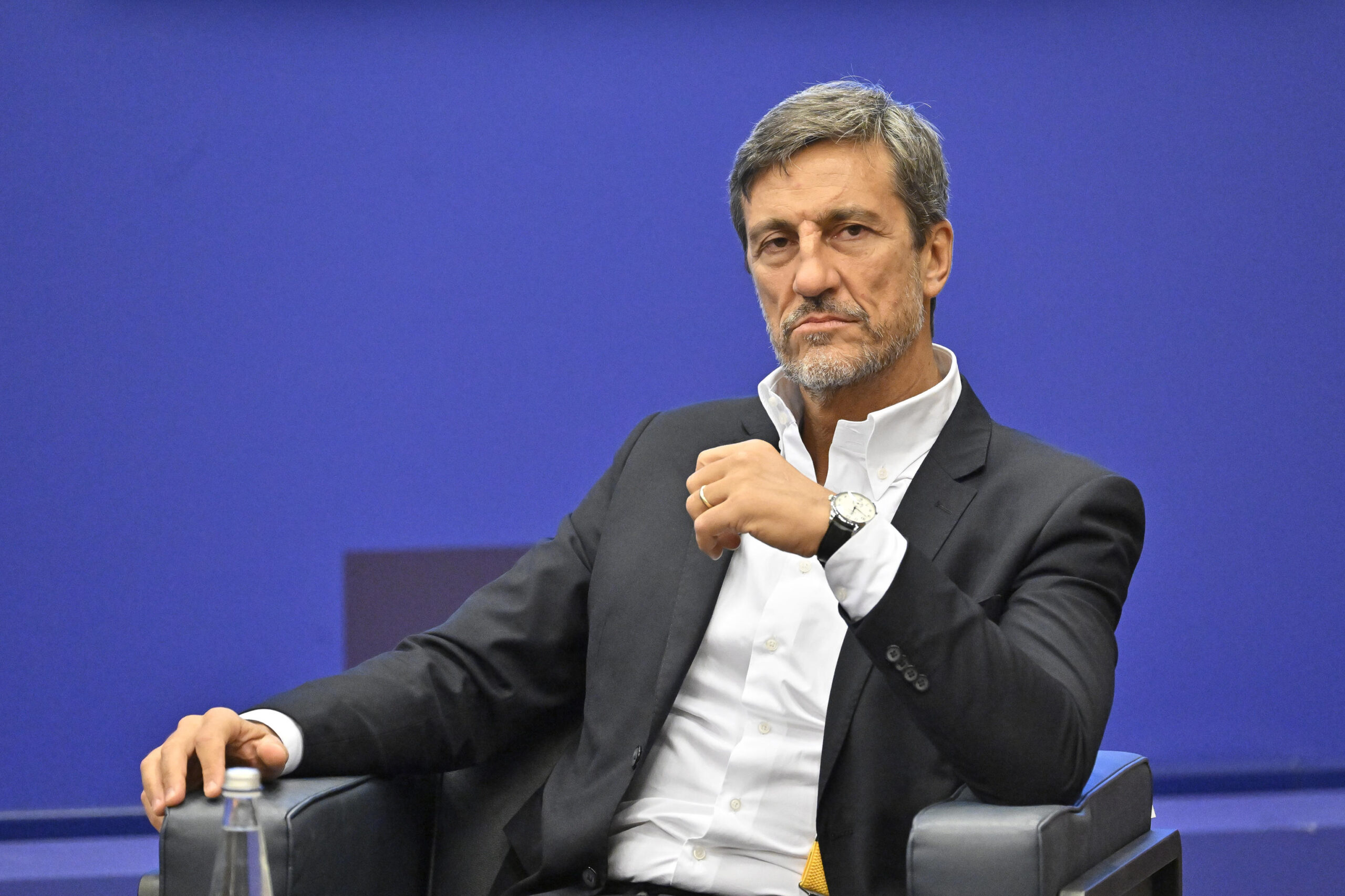 Il direttore Approfondimento Rai Paolo Corsini, durante la presentazione del nuovo programma tv: Farwest, che andra' in onda su RAI 3 dal 27 novembre in prima serata, Roma, 24 novembre 2023. 
ANSA/ALESSANDRO DI MEO