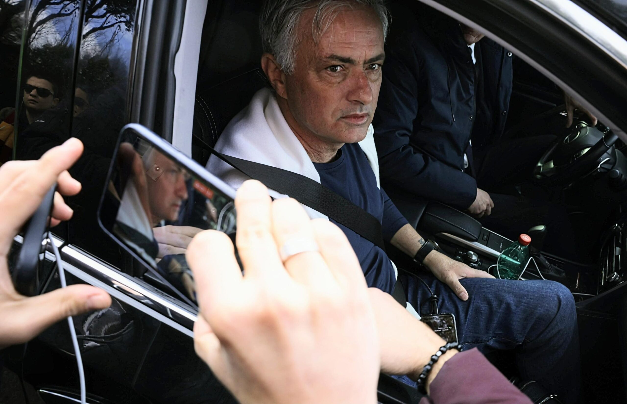José Mourinho lasica Trigoria, 16 gennaio 2024. 
ANSA/ MASSIMO PERCOSSI