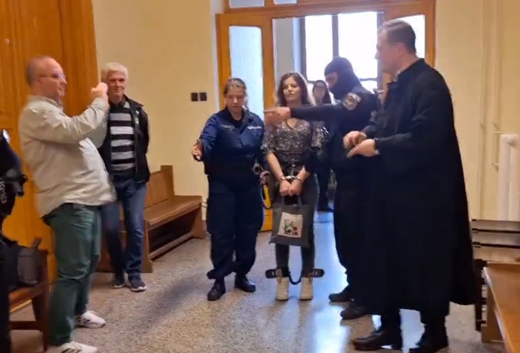Ilaria Salis ancora in manette e catene all’arrivo al tribunale di Budapest. Gli amici minacciati da estremisti di destra – Il video