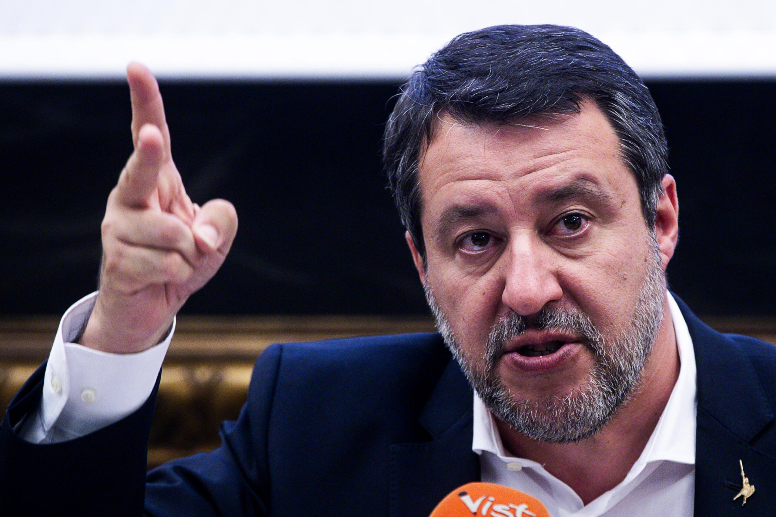 Il ministro delle Infrastrutture e Trasporti Matteo Salvini durante la conferenza stampa della Lega sugli emendamenti in vista della conversione del decreto Salva Casa, Roma, 04 giugno 2024. ANSA/ANGELO CARCONI
