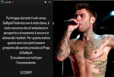 fedez malore gallipoli ricovero