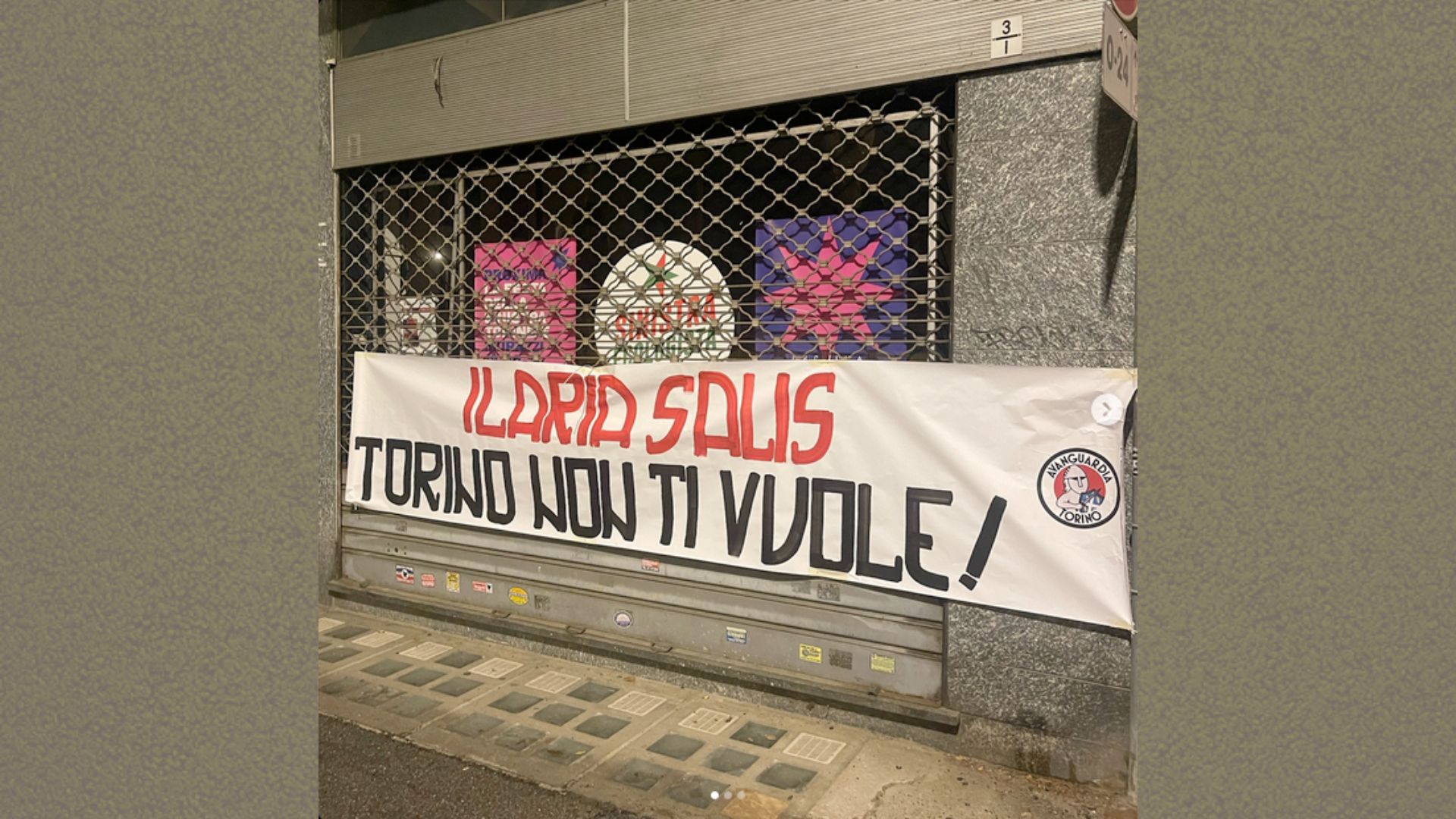 Striscioni contro Ilaria Salis a Torino