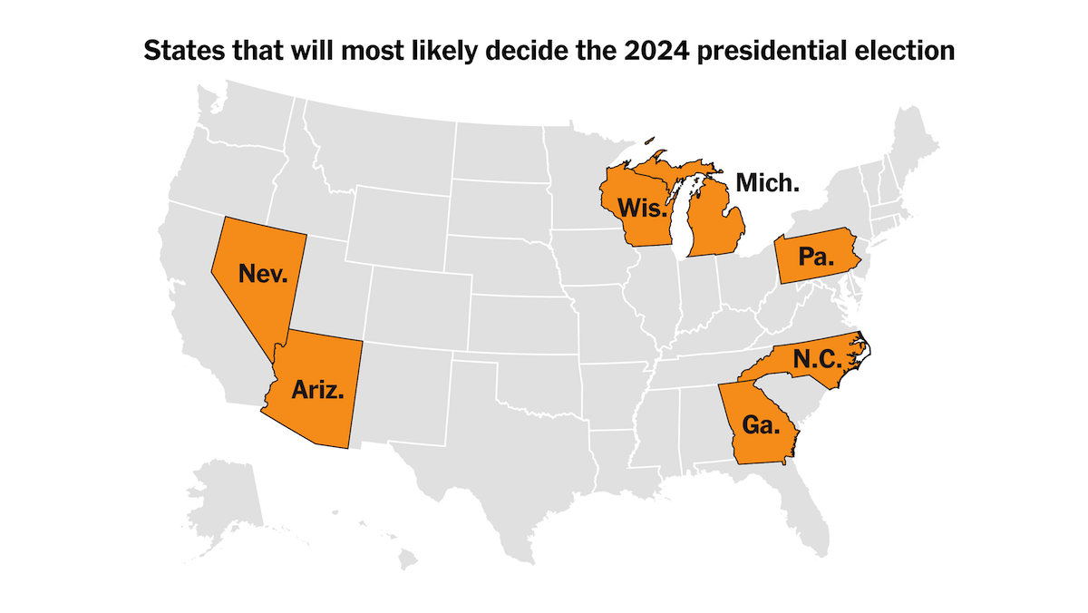 elezioni usa 2024 swing states mappa