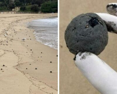 palle nere spiaggia sydney australia