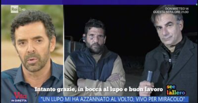 Gaffe di Matano a La vita in diretta: augura «In bocca al lupo» a un uomo che era stato aggredito dall'animale